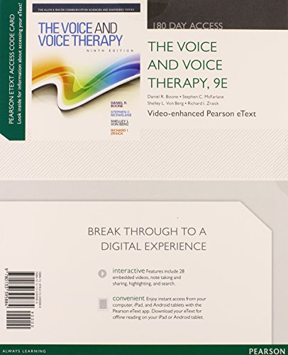 Beispielbild fr Voice and Voice Therapy, The, Video-Enhanced Pearson eText -- Access Card (9th Edition) zum Verkauf von A Team Books