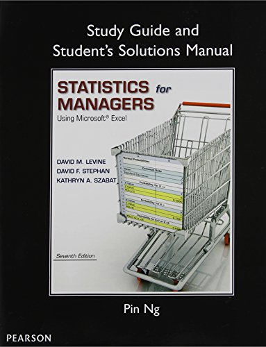 Stock image for Study Guide and Students Solutions Manual Statistics for Managers Using Microsoft Excel for sale by Coas Books