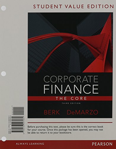 Stock image for Corporate Finance: The Core, Student Value Edition Plus NEW MyFinanceLab with Pearson eText ---Access Card Package (3rd Edition) (Pearson Series in Finance) for sale by HPB-Red