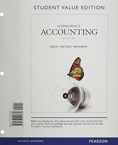 Beispielbild fr Horngren's Accounting, Student Value Edition and NEW MyAccountingLab with Pearson eText -- Access Card Package (10th Edition) zum Verkauf von SecondSale