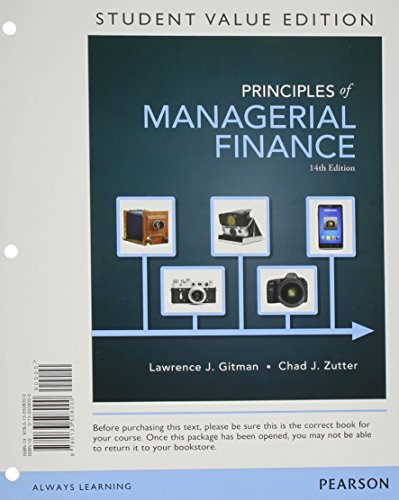 Beispielbild fr Principles of Managerial Finance, Student Value Edition zum Verkauf von BooksRun