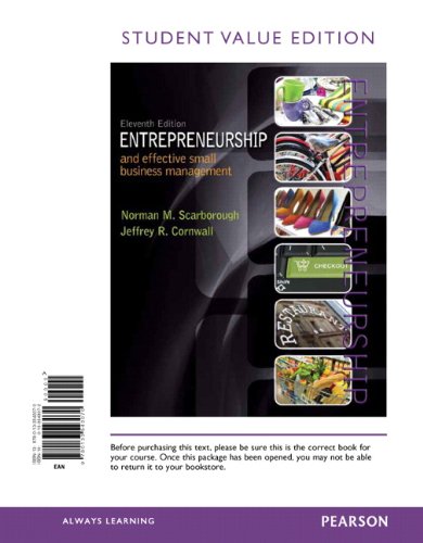 Imagen de archivo de Entrepreneurship and Effective Small Business Management, Student Value Edition (11th Edition) a la venta por Iridium_Books