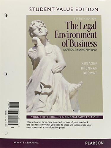 Imagen de archivo de Legal Environment of Business, The, Student Value Edition (7th Edition) a la venta por Campus Bookstore