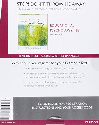 Beispielbild fr Educational Psychology Enhanced Pearson Etext Access Card zum Verkauf von BooksRun