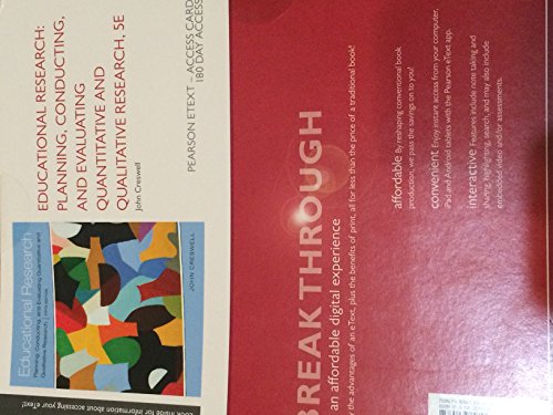 Stock image for Educational Research: Planning, Conducting, and Evaluating Quantitative and Qualitative Research, Enhanced Pearson eText --Standalone Access Card (5th Edition) (Voices That Matter) for sale by SecondSale