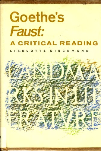 Imagen de archivo de Goethe's Faust;: A critical reading (Landmarks in literature series) a la venta por The Maryland Book Bank