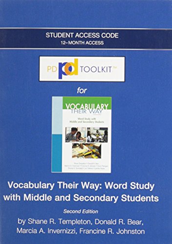 Beispielbild fr PDToolKit -- Standalone Access Card -- for Words Their Way: Vocabulary for Middle and Secondary Students (Words Their Way Series) zum Verkauf von Iridium_Books