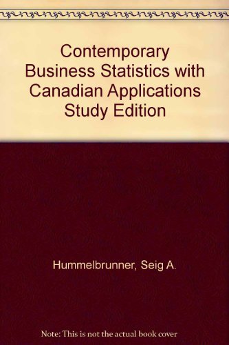 Imagen de archivo de Contemporary Business Statistics with Canadian Applications a la venta por Better World Books