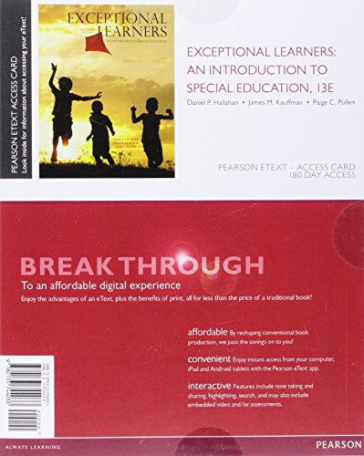 Beispielbild fr Exceptional Learners: An Introduction to Special Education, Enhanced Pearson eText -- Access Card zum Verkauf von THE SAINT BOOKSTORE