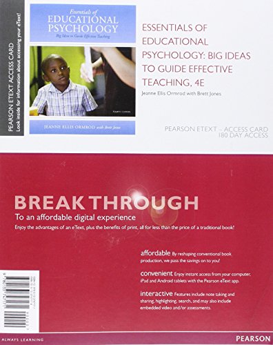 Stock image for Essentials of Educational Psychology: Big Ideas to Guide Effective Teaching, Enhanced Pearson eText -- Access Card (4th Edition) for sale by SecondSale