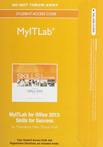 Imagen de archivo de Skills for Success With Office 2013 Volume 1 Myitlab Replacement Access Card a la venta por Revaluation Books