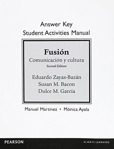 Beispielbild fr Answer Key for Student Activities Manual for Fusion: Comunicacion y cultura zum Verkauf von Iridium_Books