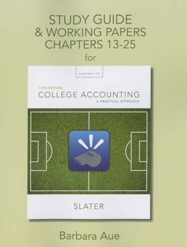 Imagen de archivo de Study Guide and Working Papers for College Accounting : A Practical Approach, Chapters 13-25 a la venta por Better World Books