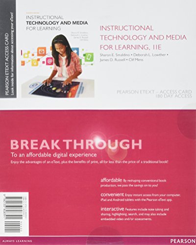 Beispielbild fr Instructional Technology and Media for Learning, Enhanced Pearson eText -- Access Card (11th Edition) zum Verkauf von Facetextbooks