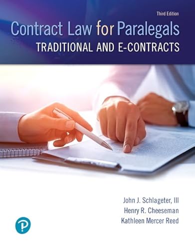 Stock image for Contract Law for Paralegals: Traditional and e-Contracts for sale by Gardner's Used Books, Inc.