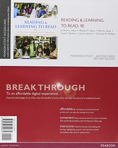 Stock image for Reading and Learning to Read, Enhanced Pearson eText -- Access Card (9th Edition) for sale by SecondSale