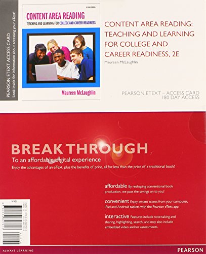 Imagen de archivo de Content Area Reading: Teaching and Learning for College and Career Readiness -- Pearson eText a la venta por BooksRun