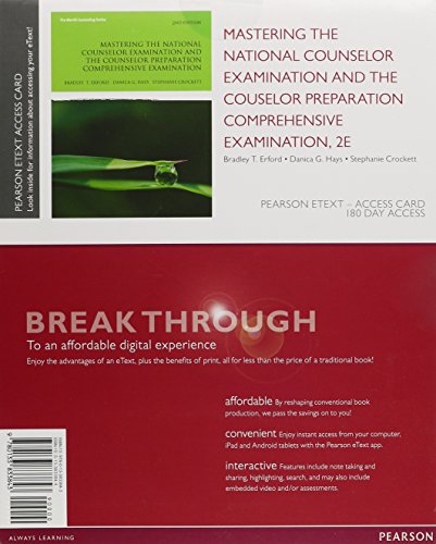Beispielbild fr Mastering the National Counselor Exam and the Counselor Preparation Comprehensive Exam, Enhanced Pearson eText -- Access Card (2nd Edition) zum Verkauf von Iridium_Books