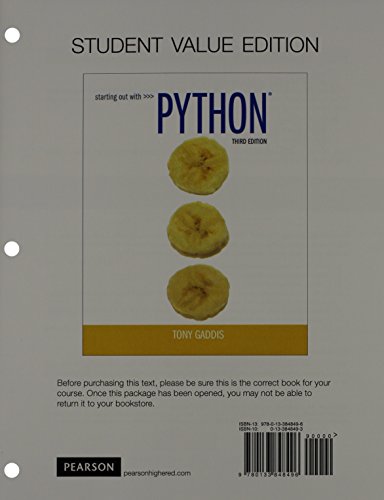 Immagine dell'editore per Student Value Edition for Starting Out with Python (3rd Edition) venduto da Campus Bookstore