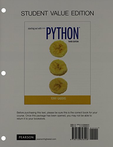 Stock image for Student Value Edition for Starting Out with Python (3rd Edition) for sale by SecondSale