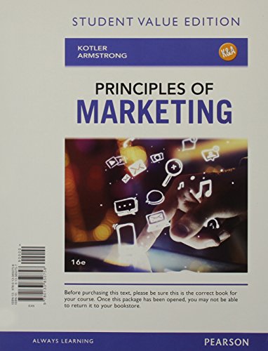 Stock image for Principles of Marketing, Student Value Edition for sale by Red's Corner LLC