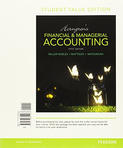 Beispielbild fr Horngren's Financial & Managerial Accounting, Student Value Edition zum Verkauf von HPB-Red