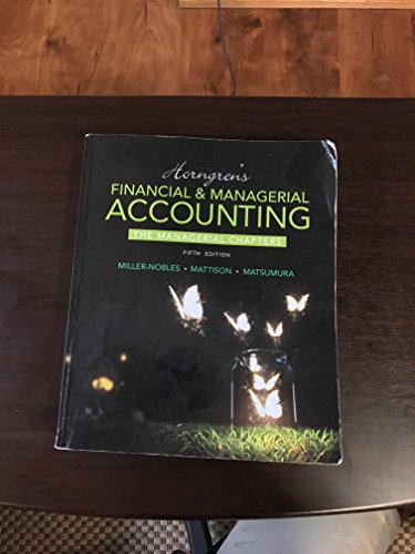 Imagen de archivo de Horngren's Financial & Managerial Accounting, The Managerial Chapters (5th Edition) a la venta por Orion Tech