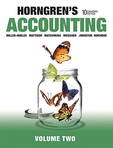 Stock image for Horngren's Accounting, Volume 2, Tenth Canadian Edition (10th Edition) for sale by HPB-Red