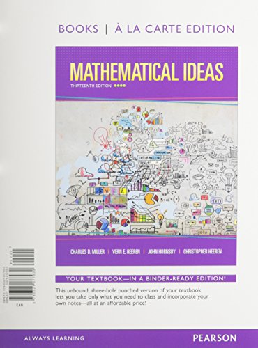 Beispielbild fr Mathematical Ideas + New Mymathlab With Pearson Etext: Books a La Carte Edition zum Verkauf von Revaluation Books
