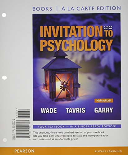 Stock image for Invitation to Psychology, Books a la Carte Edition Plus NEW MyLab Psychology with Pearson eText -- Access Card Packge (6th Edition) for sale by BombBooks