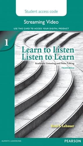 Stock image for Learn to Listen, Listen to Learn 1 Streaming Video Access Code Card for sale by Iridium_Books