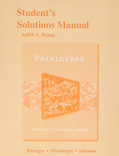 Stock image for Student's Solutions Manual for Prealgebra for sale by SecondSale