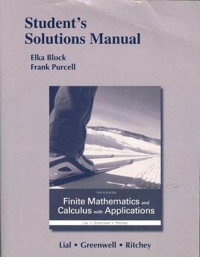 Stock image for Student's Solutions Manual for Finite Mathematics and Calculus with Applications for sale by Campus Bookstore