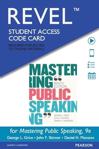Stock image for Revel for Mastering Public Speaking -- Access Card (9th Edition) for sale by Bulrushed Books