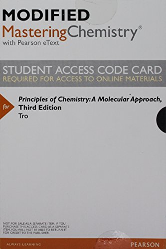 Stock image for Modified MasteringChemistry with Pearson eText -- ValuePack Access Card -- for Principles of Chemistry: A Molecular Approach for sale by BooksRun