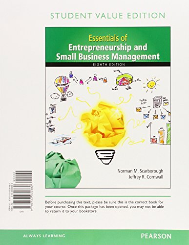 Imagen de archivo de Essentials of Entrepreneurship and Small Business Management , Student Value Edition (8th Edition) a la venta por Indiana Book Company