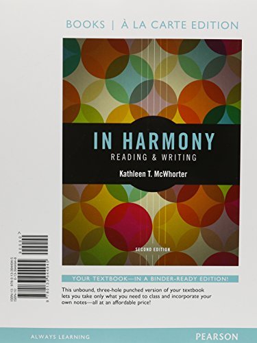 Stock image for In Harmony: Reading and Writing, Books a la Carte Edition (2nd Edition) for sale by BookHolders