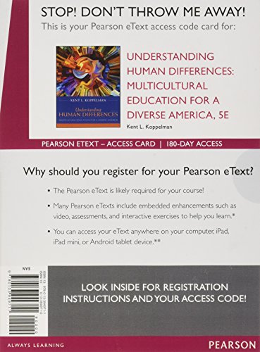 9780133949711: Understanding Human Differences: Multicultural Education for a Diverse America, Enhanced Pearson eText - Access Card