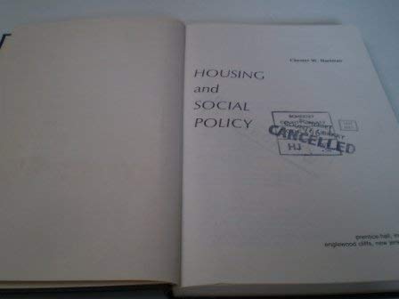 Stock image for HOUSING AND SOCIAL POLICY for sale by Larry W Price Books