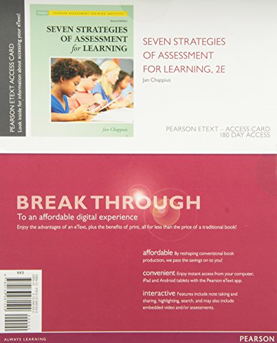 Beispielbild fr Seven Strategies of Assessment for Learning -- Enhanced Pearson eText zum Verkauf von BooksRun