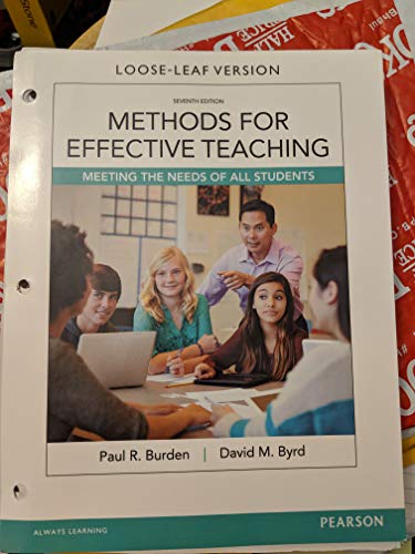 Stock image for Methods for Effective Teaching: Meeting the Needs of All Students, Loose-Leaf Version (7th Edition) for sale by HPB-Red