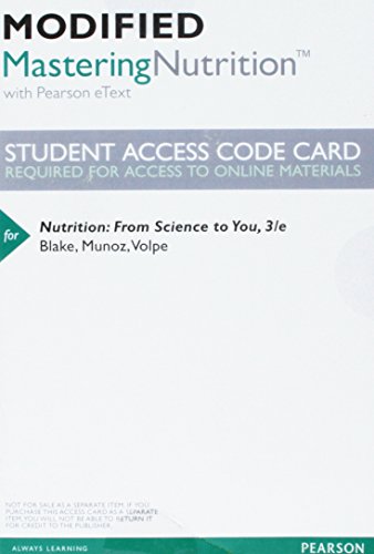 9780133997415: Modified Mastering Nutrition with MyDietAnalysis with Pearson eText -- ValuePack Access Card -- for Nutrition: From Science to You