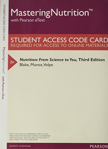 Imagen de archivo de Mastering Nutrition Plus My Dietanalysis With Pearson Etext Access Code Card: From Science to You a la venta por Patrico Books