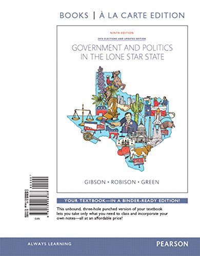 Stock image for Government and Politics in the Lone Star State, Books A La Carte Edition (9th Edition) for sale by HPB-Red