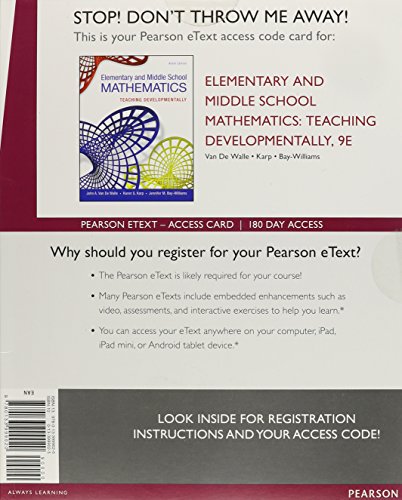 Beispielbild fr Elementary and Middle School Mathematics Access Card: Teaching Developmentally zum Verkauf von BooksRun