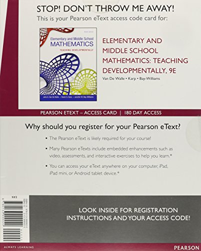 Imagen de archivo de Elementary and Middle School Mathematics Access Card: Teaching Developmentally a la venta por BooksRun