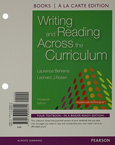 9780133999624: Writing and Reading Across the Curriculum