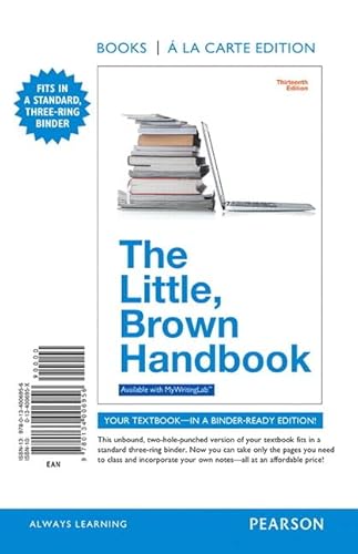Beispielbild fr Little, Brown Handbook, Books a la Carte Edition zum Verkauf von TextbookRush