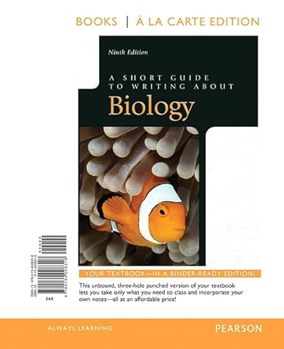 Beispielbild fr Short Guide to Writing about Biology, A zum Verkauf von GoldenDragon