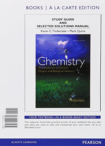 Beispielbild fr Study Guide and Selected Solutions Manual for Chemistry: An Introduction to General, Organic, and Biological Chemistry, Books a la Carte Edition zum Verkauf von SecondSale